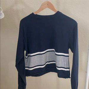 John Galt Navy Cropped long sleeve crop top